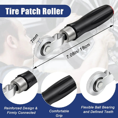 Tire patch roller from All In One Tire Patch Kit 24 Plus 3 Pieces For Puncture Repair With 36 46 60 Mm Patches, ergonomic grip