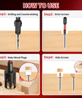 How to use Professional 18 Piece Countersink Drill Bit Set Featuring Hex Shank Screwdriver Bits And Precision Depth Stop Collars.