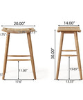 Magwen Outdoor Acacia Wood Barstool With Wicker Set Of Two Rustic Patio Seating dimensions 20x14x30 inches