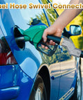 Gas Hose Swivel Three Quarter Inch With Three Quarter NPT Connector 360 Degree Rotating Zinc Alloy Fitting For Transfer Pump Nozzle Multi Plane Kit Heavy Duty Leak Resistant Durable Construction Grey on fuel nozzle