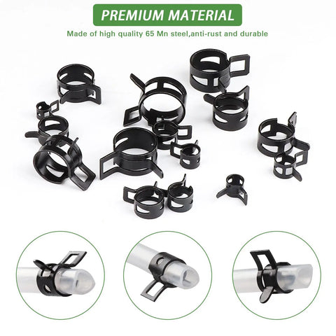 400Pcs Spring Band Hose Clamps Kit, 15 Size Assortment 6mm To 20mm, Built Tough With 65Mn Steel in various sizes