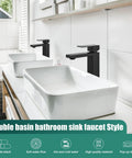 Dope Matte Black Vessel Sink Faucet With Tall Body, Single Hole Deck Mount, SUS304 Stainless Steel, modern double sink setup