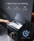4 In 1 Water Dispenser With Ice Maker, Hot And Cold Water Cooler with open ice tray and brewing coffee, Child Safety Lock, Eco Mode