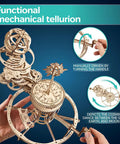 Hands On Mechanical Tellurion Three Dimensional Puzzle Wooden Model That Shows The Sun Earth Moon Cosmic Dance Explains Day And Night And Moon Phases With Realistic Orbital Motion For Science Fans And Curious Minds, wooden science model