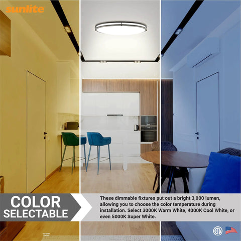 32 Inch Oval Flush Mount Light Fixture With Double Band Trim Dimmable LED Ceiling Light Color Selectable 3000K 4000K 5000K 35 Watts 3000 Lumens ETL Listed Matte Black Ideal for Home and Office in kitchen and living room settings