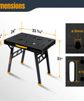 Front view of Beast Of A Heavy Duty Portable Folding Work Table With A 33 Point 5 Inch By 24 Inch Surface Handles Up To 1650 Lbs