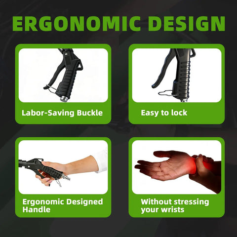 Slick Lever Action Coolant Flush Gun And Solid Heater Core Flush Kit With Universal Hose Adapters For Fast Radiator Flushing showing ergonomic design features.