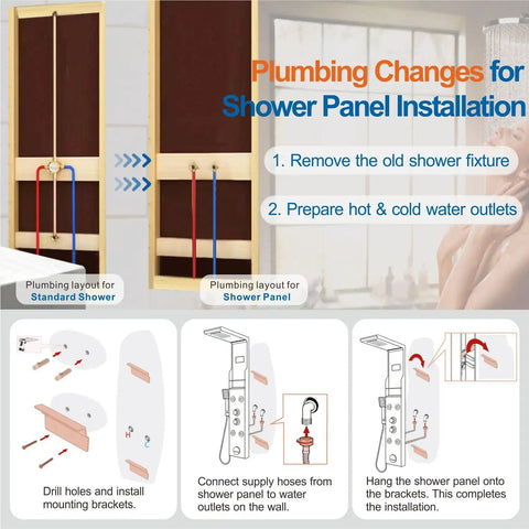 Straight Up Premium Stainless Steel Shower Panel Tower With Led Waterfall Shower Head And 6 Function Bathroom Faucet Featuring Body Jets In Brushed Nickel For A Total Game Changer Home Bath Setup That Really Hits Different