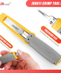 Badass Mini Fit Jr Connector Kit With Quick Crimping Tool And Pin Extractor For Smooth 18 To 24 Awg Wiring Runs, yellow and gray crimp tool, precision design.