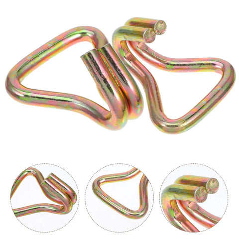 Close-up of Heavy-Duty Zinc Plated Double J Hooks Set for Ratchet Straps, 1 Inch Truck Straps with Antislip Surface, 8 Pieces.