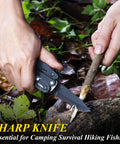 Using Everyday Carry 18 In 1 Multitool Pocket Knife With Pliers Saw Corkscrew Detachable Scissors on stick outdoors