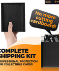 Card Shipping Protector Kit With Bubble Mailers And Tape Seals For Collectible Cards, Includes 110 Card Protectors, 55 Bubble Mailers, 250 Seals, Black