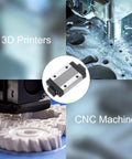MGN12H Stainless Steel Sliding Carriage Block With Plastic Anti Fall Strip For 12mm Linear Motion Slide Rail Guide Ideal For 3D Printers And CNC Machines Built Tough Black, featuring usage in 3D printers and CNC machines.