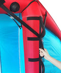 Close-up of Handheld Wind Wing Foil For Kitesurfing And Windsurfing With Two Window Design, red frame and nylon handle