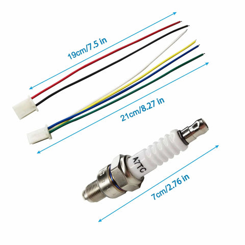 A7TC spark plug with CDI cable harness for Six Pin DC CDI Box With CDI Cable Harness Connectors For CG Series Vertical Engine ATVs