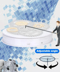 Stunning Motorized Rotating Display Stand With Vibrant LED Lights, 360 Spin Base For Jewelry And Watches, showing adjustable angle gears.