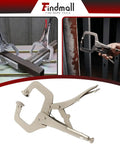 Beefy Six Pack 11 Inch Locking C Clamps With Swivel Pads Heavy Duty C Type Vise Grips, shown clamping metal bars