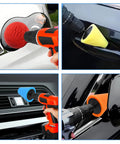 5 Piece Car Buffing Sponge Pads Kit For Drill Attachment with cone and ball buffing tools in use on car surfaces