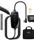40 Amp Level 2 Portable EV Charger With 240 Volt Supply 25 Foot Cable NEMA 14 50P Plug LCD Display