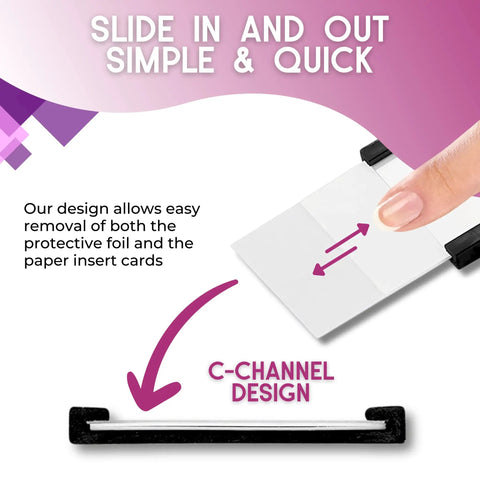 60 Pack Magnetic C Channel Label Holders For Metal Racks And Shelves, 3x1 Inches, easy removal demonstration with finger
