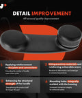 Detail view of textured gray crank handle for Jeep Wrangler, Dodge Ram, Mitsubishi Raider with highlighted quality improvements