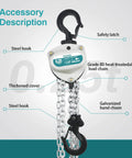 Beefy 550 Lb Chain Hoist 1/4 Ton Manual Hand Hoist With 10 Ft Chain Dual Hooks For Garage Shop Warehouse Heavy Duty Pulley Hoist With Corrosion Protected Brake And Steel Gear System, black steel hook and galvanized chain