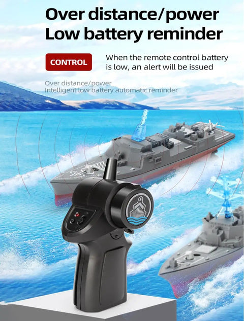 Remote Control Warship RC Battleship 2.4GHz Boat For Lakes And Rivers Dope Armed Arleigh Burke Class Destroyer low battery reminder