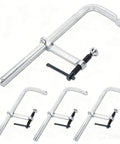Heavy Duty F Clamps 4 Pack With 4-3/4 Inch Throat Depth, 12 Inch Opening, And 1200 Lbs Clamping Force, steel clamps shown