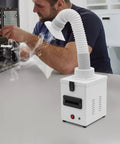 Game Changing Soldering Fume Extractor Benchtop Smoke Purifier with HEPA Carbon Filter in use with electronics.