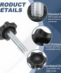 Rock Solid 5/16-18 Black Star Knobs 5 Pack Heavy Duty Plastic Male Thread Clamping Screws For Industrial Furniture And Jigs No Sweat Hand Tightening Replacement Kit with threaded stud and star-shaped design.