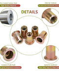 Badass M6 Rivet Nuts Flat Head Threaded Inserts Knurled Zinc Plated Carbon Steel Metric Nutserts for auto repair and furniture.