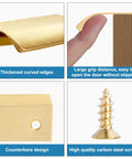 Detailed view of the 10 Pack Brushed Gold Edge Finger Cabinet Pulls 3.15 Inch Aluminum Drawer Handles showing design and screw quality features.