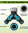 Y-type water distributor with swivelable on/off feature, US standard 3/4" threaded size, shown in All In One Drip Irrigation Kit