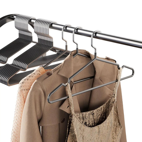 Non Slip Metal Hangers For Suits And Coats With Rubber Coating Chrome And Black Friction Hangers 16 Inch Wide Heavy Duty 5 Gauge