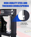 Close-up of Heavy Duty Hydraulic Shop Press With Adjustable Benchtop Table and Solid H Frame Steel Construction showing high-quality springs.