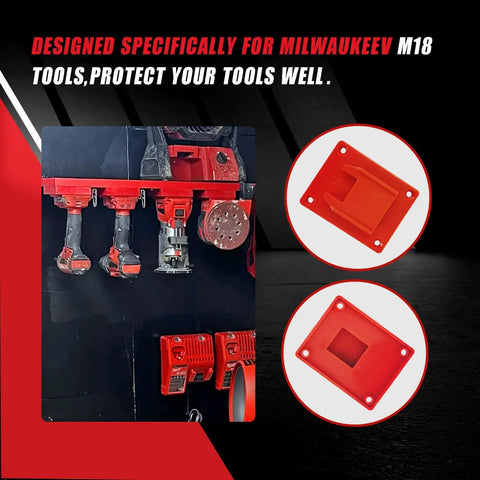 Heavy Duty Wall Mount Tool And Battery Organizer Kit For Milwaukee M18 18V with 10 tool holders and battery clips
