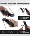 Instant Read Digital Meat Thermometer With 1 Second Response 0.5F Accuracy NIST And NSF Certified Black shown in hands