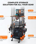 Indoor Fishing Rod Holder Trolley With 3 Tier Shelves And Peg Wall, Built In Line Spooler, Locking Wheels, Mobile Tackle Storage Cart