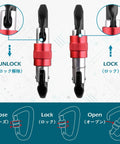 Diagram showing lock and unlock positions of Heavy Duty Auto Locking Climbing Carabiners 25kN 5620 Lbs UIAA CE Certified.