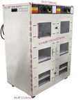 Professional Grade Built Unlike Any Other Commercial Food Dehydrator Featuring Dual Separate Drying Rooms And Sixty Bulletproof Stainless Trays for Pet Food and Herbs, stainless steel, tall design.