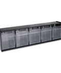 Five Bin Horizontal Tilt Bin Storage System With Interlocking Modular Design, Wall Mount Or Countertop Use, Transparent Tilt Out Bins