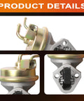 Mechanical Fuel Pump With Spring Plug And Play Direct Fit For Classic GM Cars showing top and side views, linked connections visible.