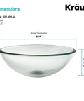 Round Clear Glass Vessel Bathroom Sink 14 Inch Above Counter For A Clean Modern Vibe With Universal Design Easy Clean