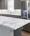 Marble Contact Paper Peel And Stick Self Adhesive 15.7 Inch By 118 Inch Glossy White And Grey Marble For Countertops on kitchen counter