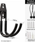 Heavy Duty EV Charging Cable Holder Wall Mount For Tight Garages With Wide J Hook, black steel design with dimensions for cord organization.