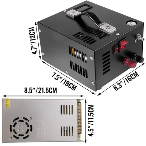Ace4U 4500Psi Portable PCP Air Compressor Pump 12VDC High Pressure Inflator Transformer For Airgun Rifle Set-Pressure Cooling Fan Compact Reliable Outdoor Shooting Gear