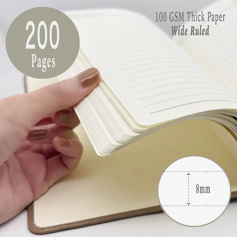 Hand flipping pages of Engineering Nerd Gift Journal For Students And Pros, A5 Lined Notebook With Pen, 200 Pages.