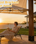 Thickened 4x4 Post Base For Concrete With Hidden Anchor And Raised Base Design on patio with sunset view