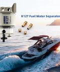 10 Micron Fuel Water Separator Kit For Outboard Motors Marine Filter System With 30 GPH Flow Removes Water And Particles Up To 99 Percent Replaces S3240 120AT NPT Three Eighths Inch Inlet Outlet For Gas And Diesel Engines Easy Install with boat image