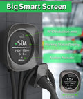 Top Notch Level 2 Electric Vehicle Charger 50 Amps With Smart Display And Adjustable Amperage for home charging with a large display.